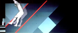 Screenshot of Clu 1 from TRON 1982 being thrown all the way across the room.