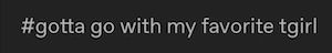 previous tags: "I gotta vote for my favorite tgirl"