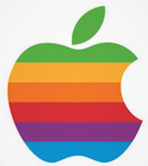 the old Apple logo, with a whole rainbow of colors on it