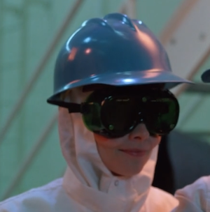 Lora in laser goggles (Tron 1982)