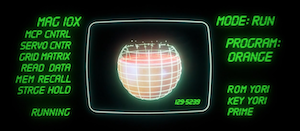 Orange materializing in the computer, on screen (Tron 1982)