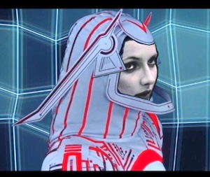 photomanipulation of Sark from TRON: 1982 in his armor and helmet, with Yori's face pasted over Sark's
