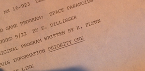 Computer printout that Kevin Flynn received at the end of Tron (1982), confirming that the game Space Paranoids was his creation, "annexed" by Dillinger on September 22nd (which had occurred 3 years prior to the events of the movie, meaning that his revenge and resolution for Dillinger's crime against him occurred on the very night of the anniversary of the crime itself).
