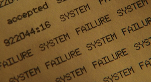 Another computer printout, this one from the second season of Lost, indicating a "system failure" that occurred on the day the plane crashed-- which is identified in the printout as September 22nd of the year 2004.